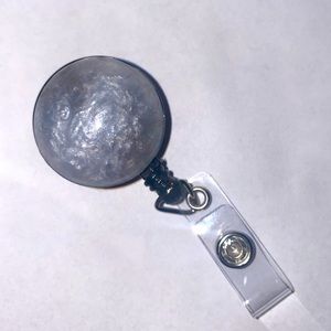 Silver foggy marble #1 resin badge reel 3 for $15